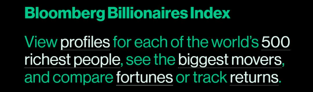 彭博亿万富豪榜,彭博全球亿万富豪实时排行榜
