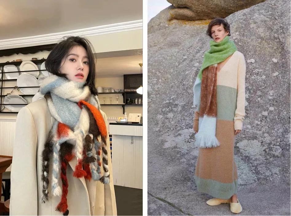 冬天搭配棉衣围巾系法,冬天比较惊艳的穿搭围巾