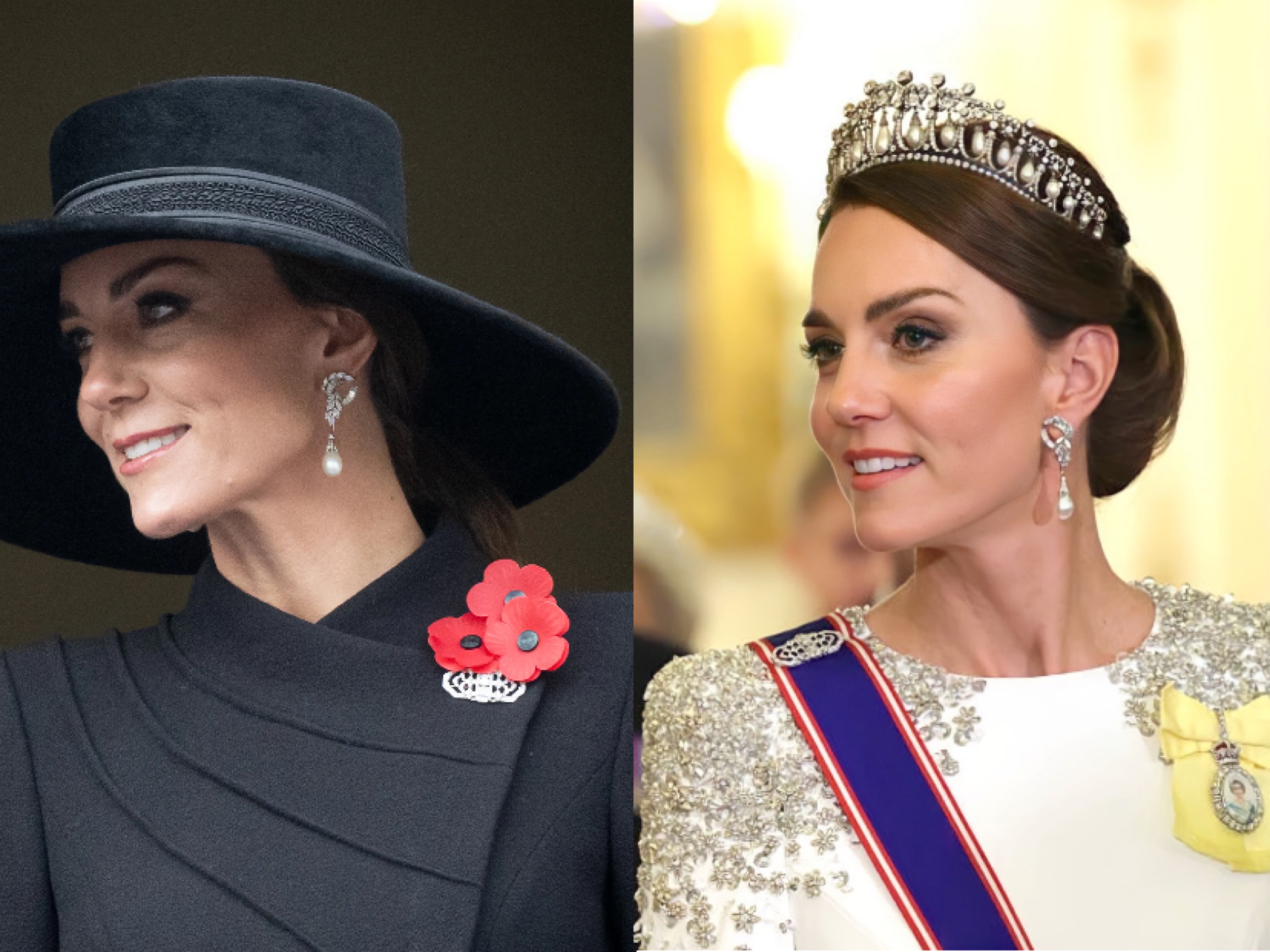 国宴显尊卑！卡米拉戴全套蓝宝石，凯特王妃用珍珠致敬女王和戴妃