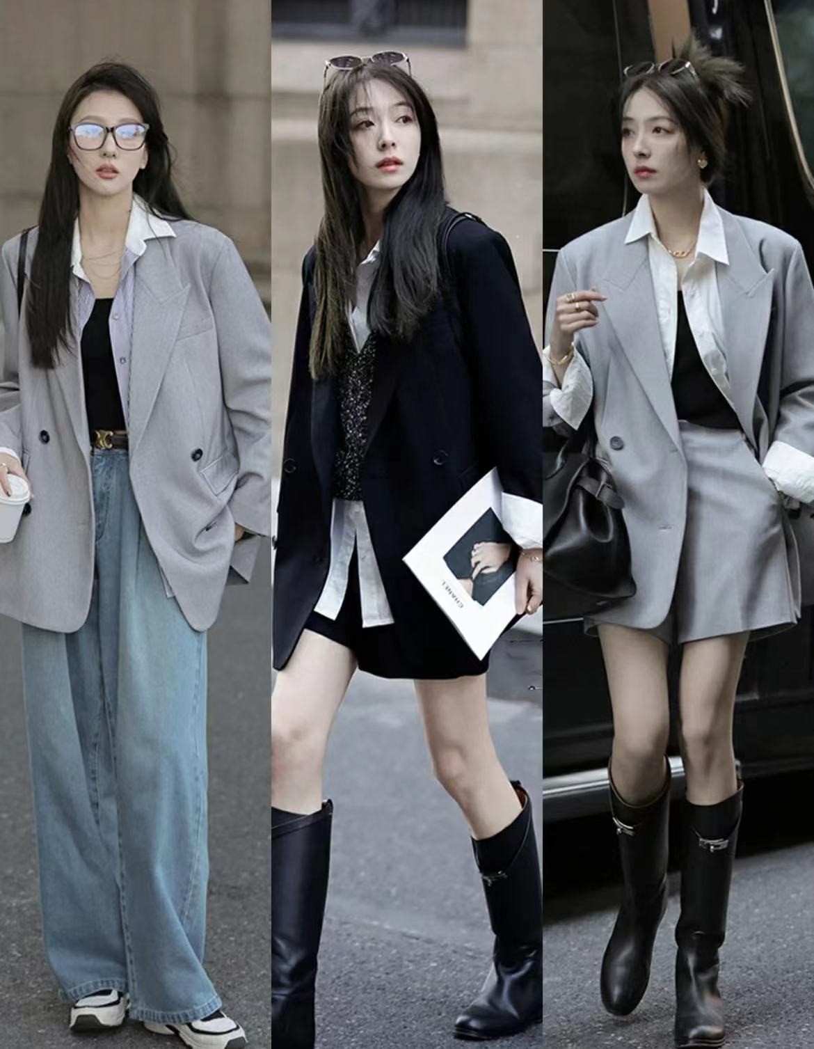 黑色冬天西装外套怎么穿搭才好看,春夏浅色系西装内搭推荐