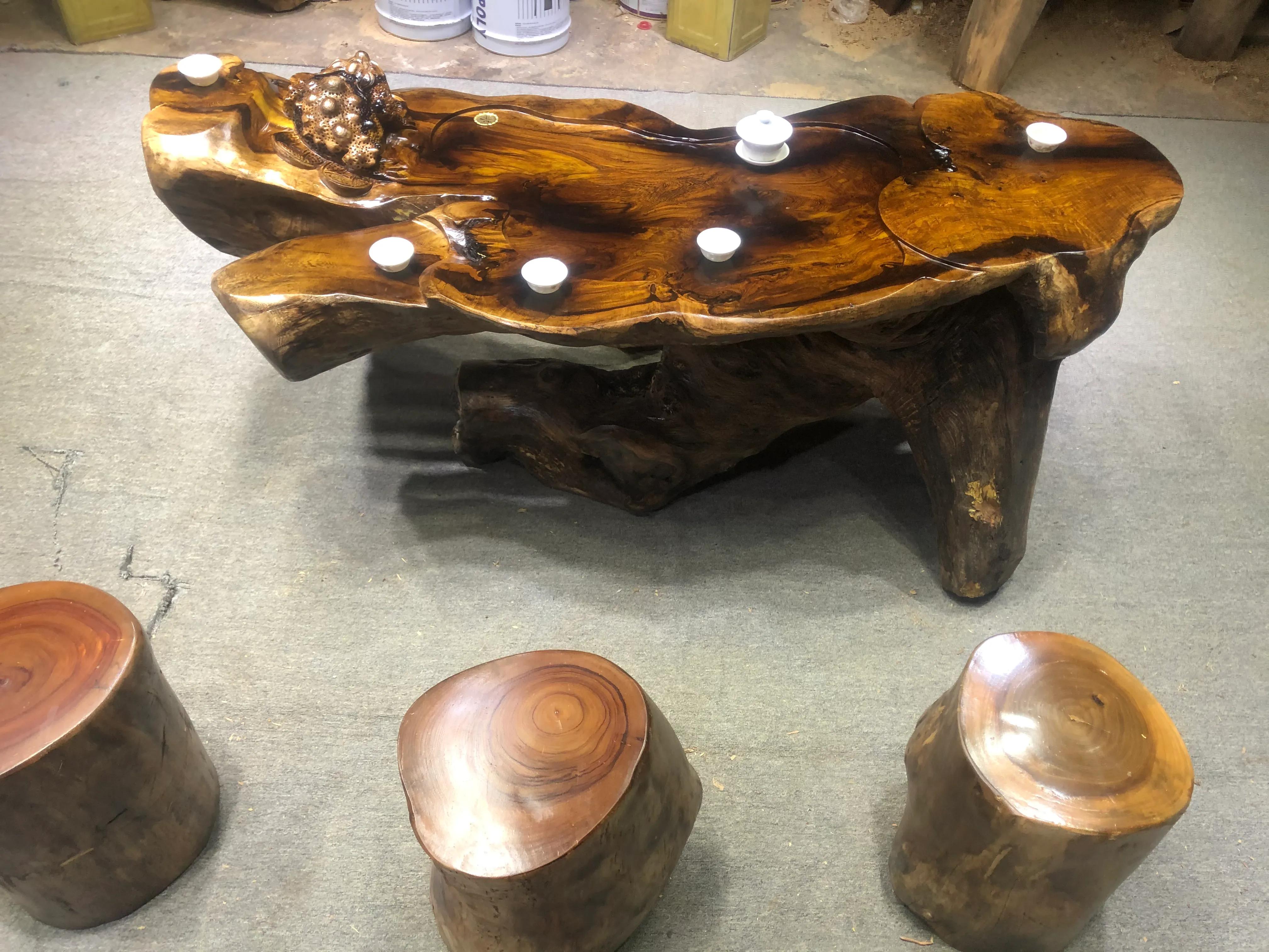 茶几木雕金蟾制作过程,茶几雕刻金蟾