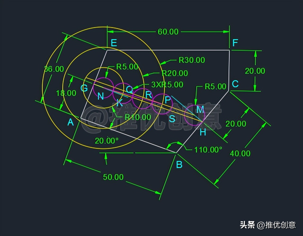 绘制有一定难度的竞赛题(下)autocadcad教学cad画图CAD练习题