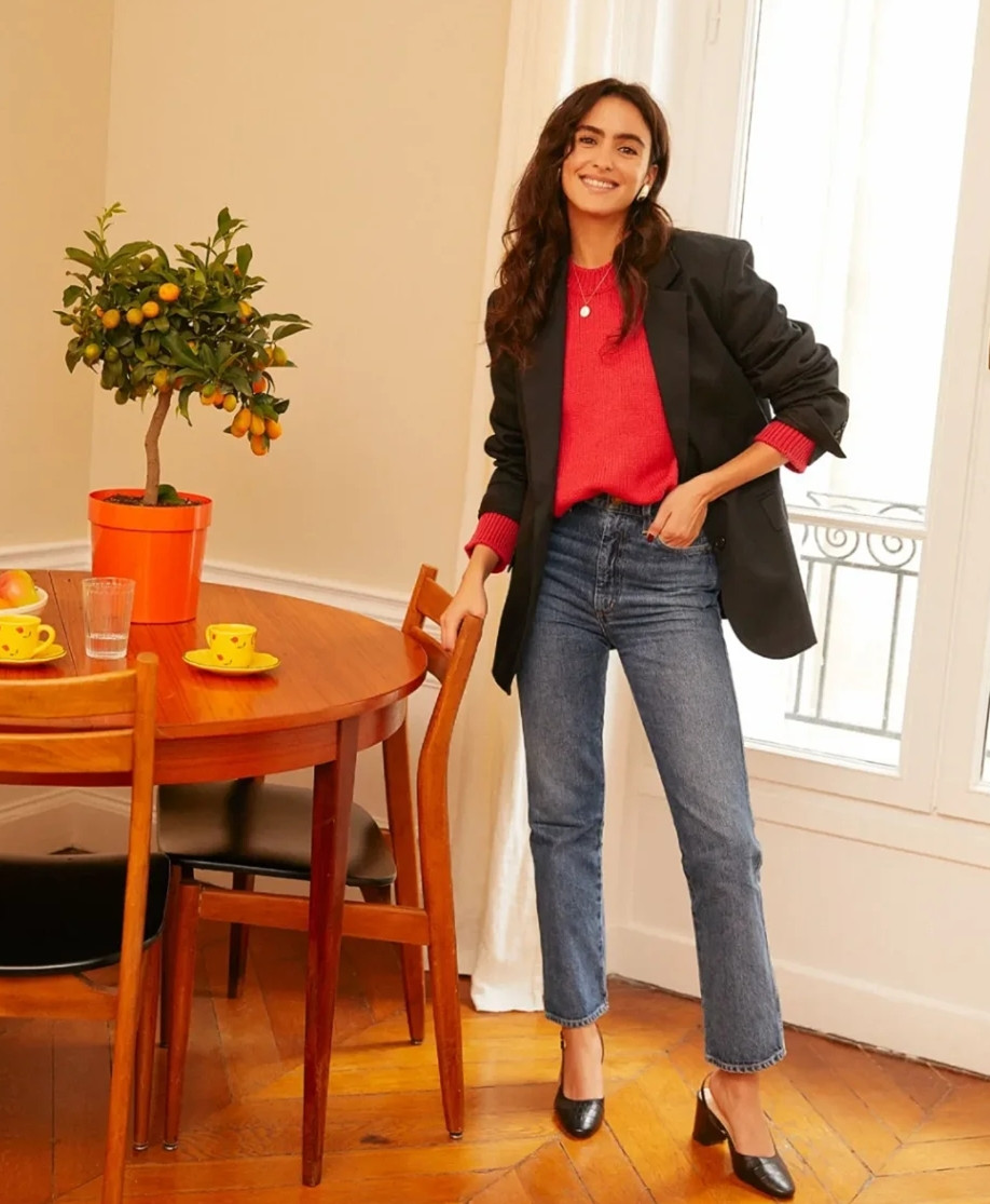 垫肩大西装时髦吗,红色西装时髦洋气