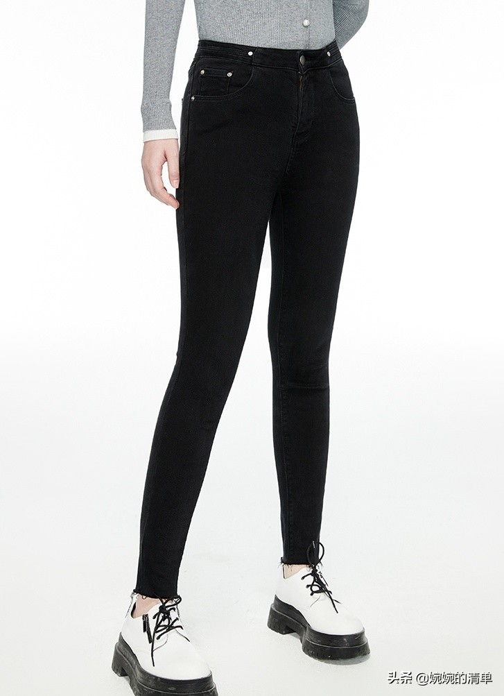 冬季黑色外穿小黑裤显腿瘦,冬天显瘦秘笈光腿神器加绒牛仔裤