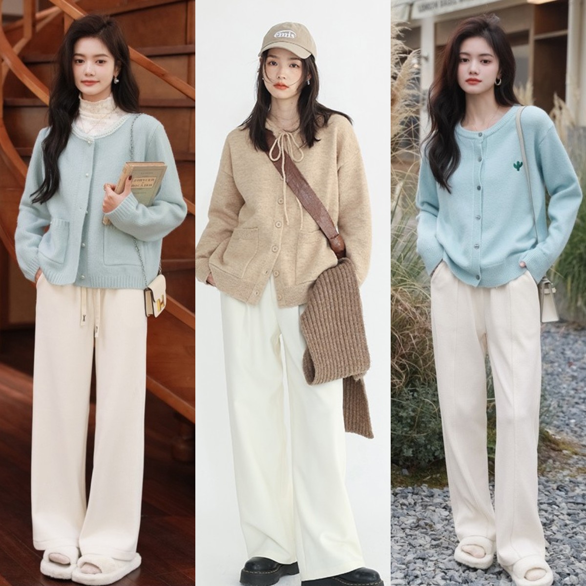 冬天白色裤子配什么颜色上衣好看,冬天穿的白色阔腿长裤配什么大衣