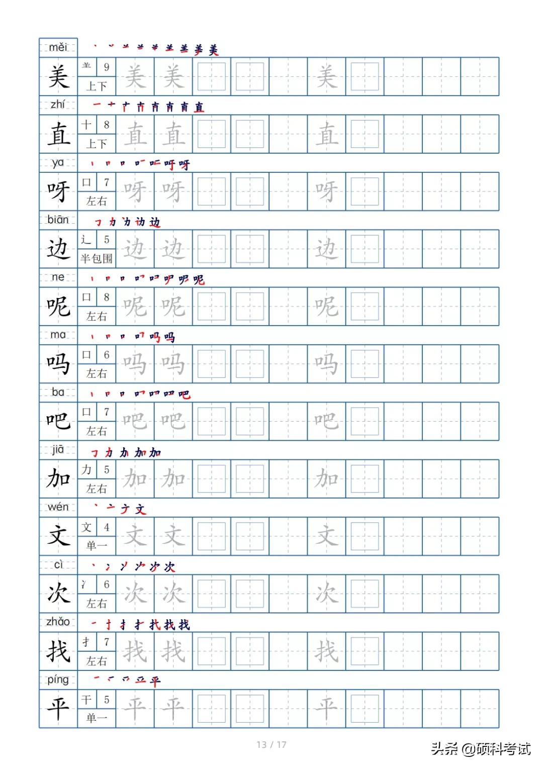 一年级常用偏旁部首对应字练字,一年级下册语文生字表识字笔顺