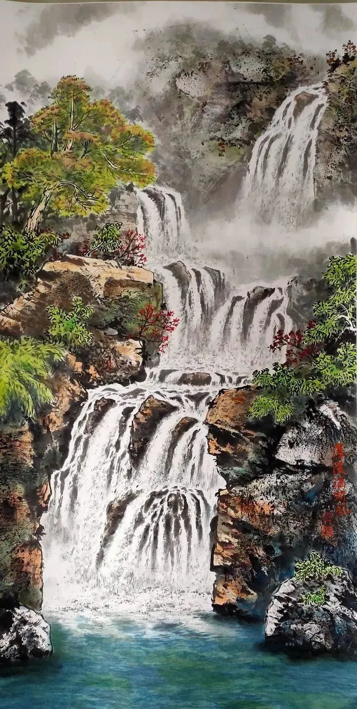 仁山智水山水画,仁山智水书法作品