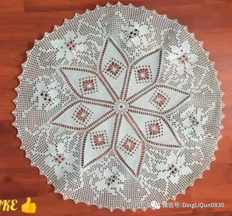 针织钩花小桌布,毛线编织钩花桌布图案