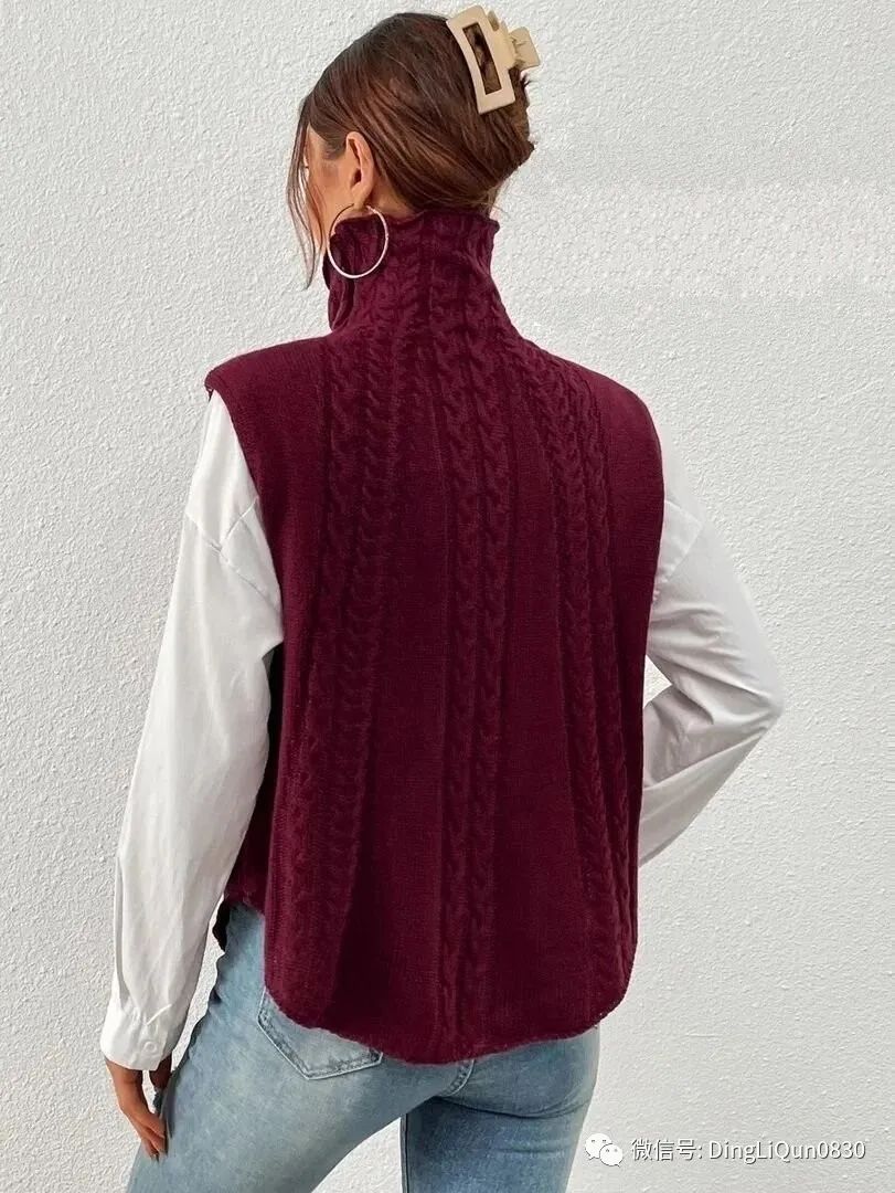 针织夹克无袖怎么搭,针织起来还很大气的三色夹克