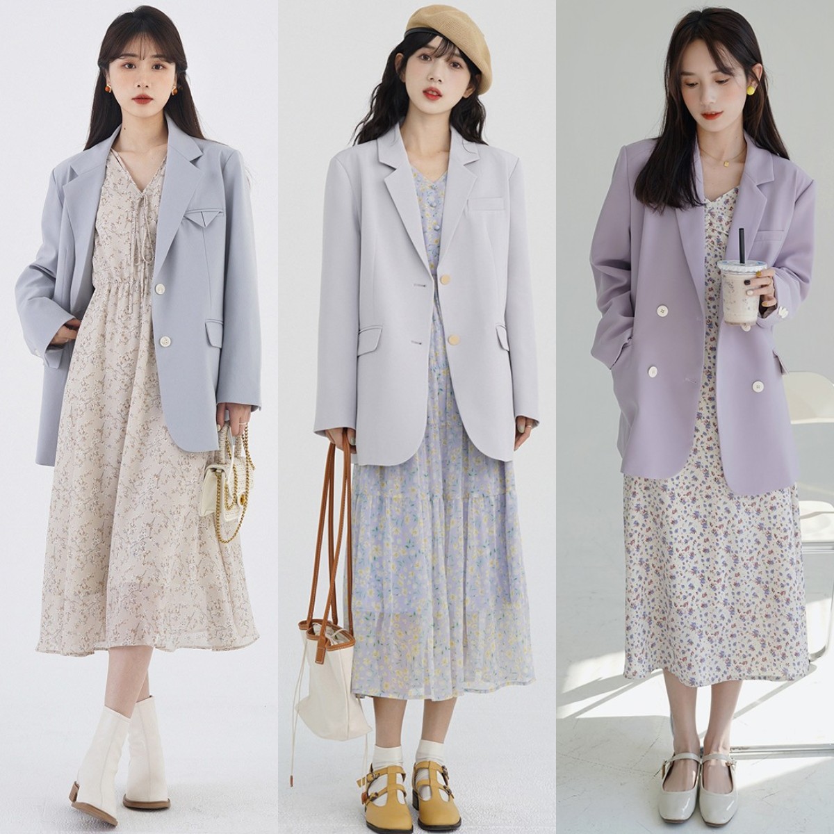 入秋怎么穿西装连衣裙,气质早秋西装裙子