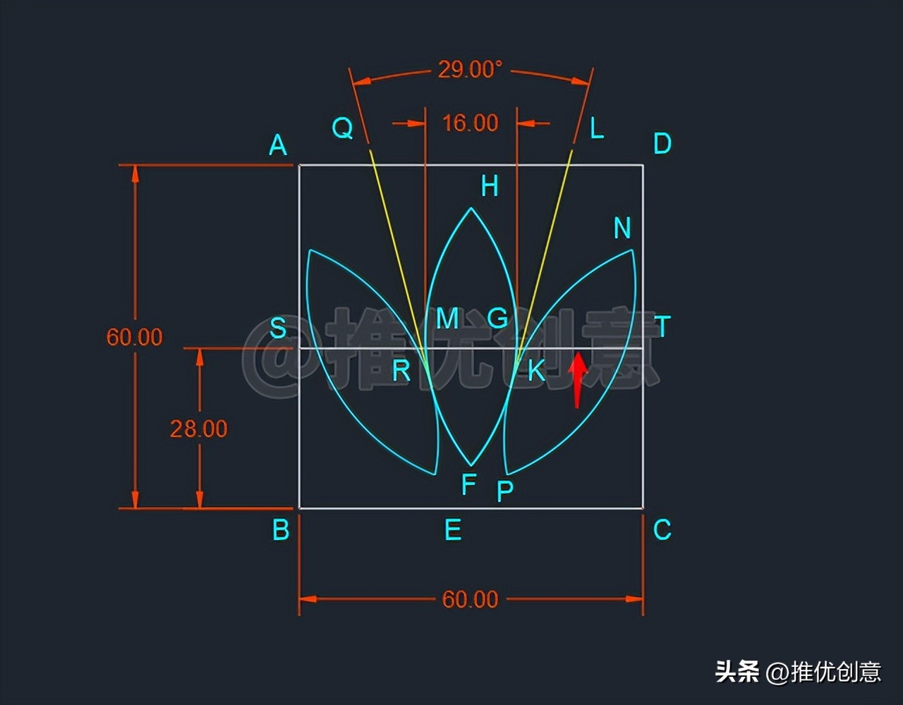 绘制adidas三叶草LOGO工程制图autocadcad教学cad画图教程CAD习题