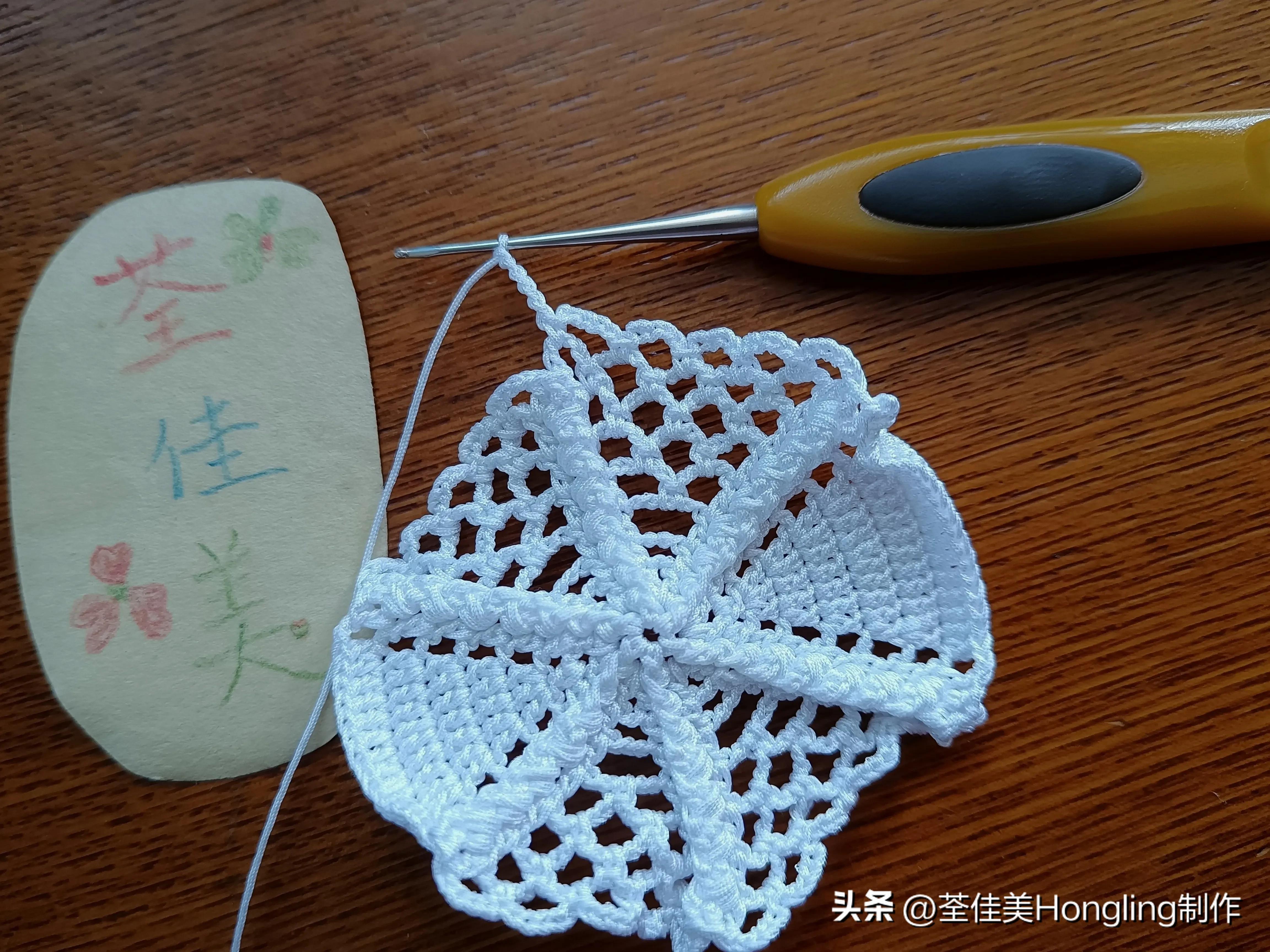 钩针钩织网格花样视频教程,钩针钩织菱形网格花样视频教程