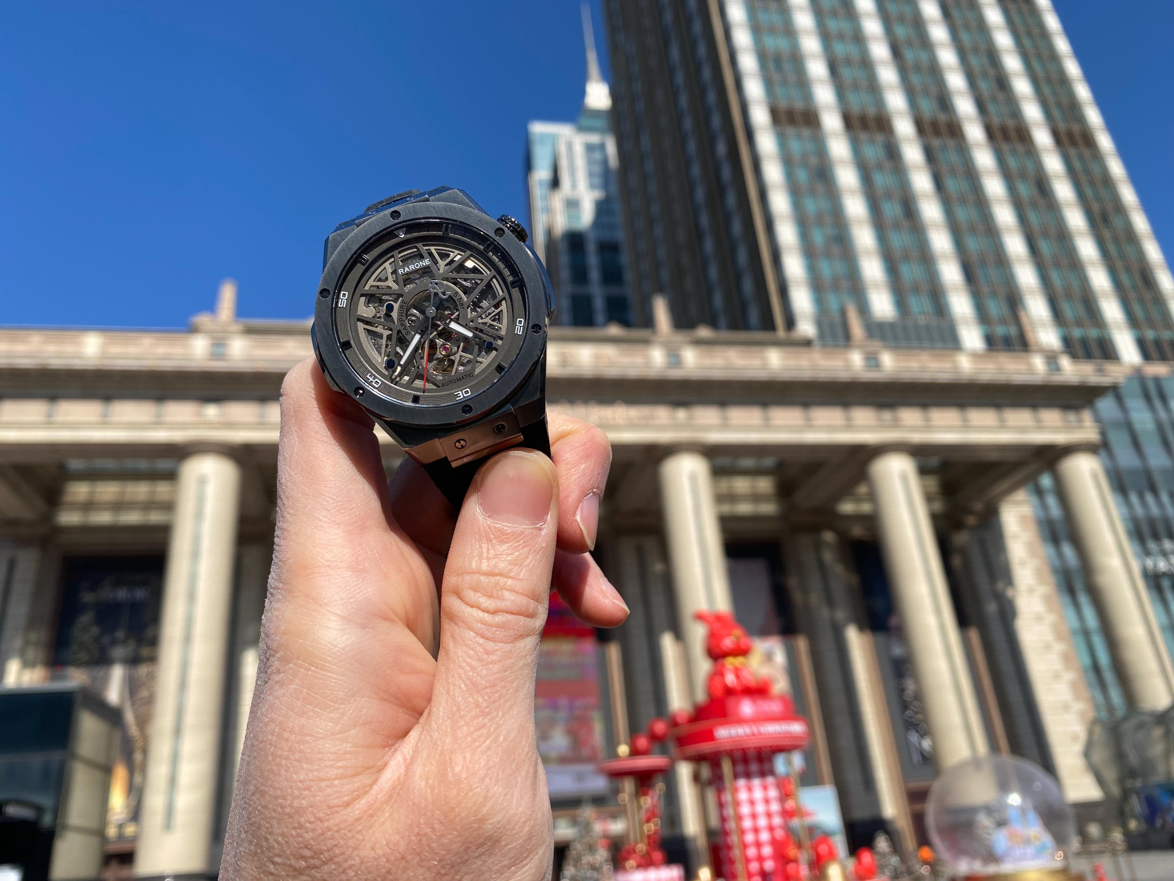 Rarone雷诺双子星镂空机械表,好看的机械表500元