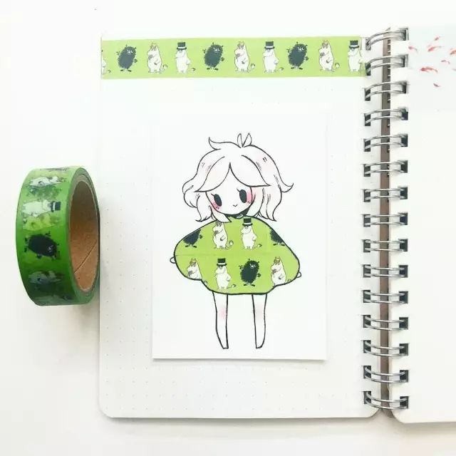 纸胶带做的小清新插画幼儿,胶带插画
