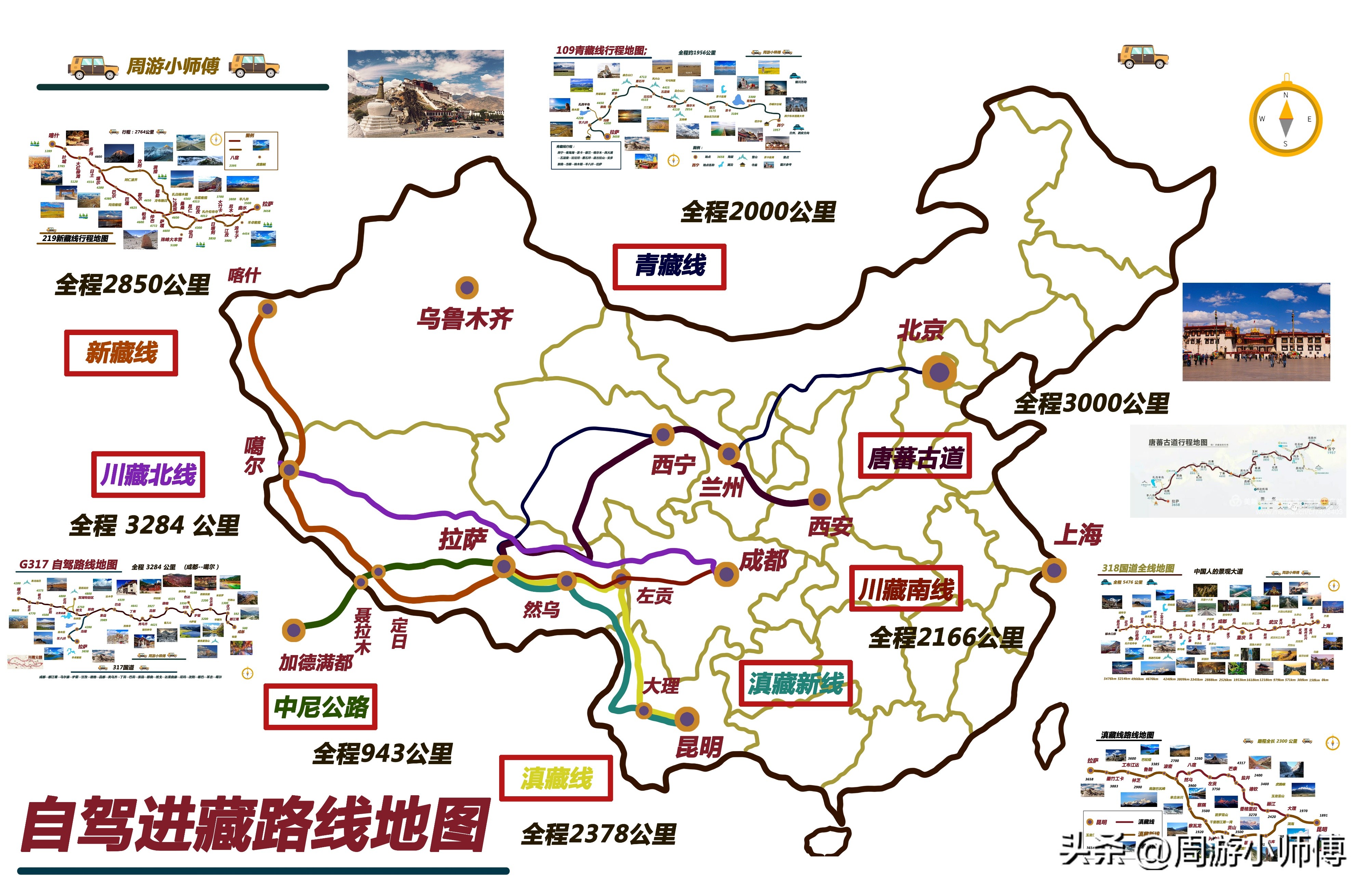 新藏大环线自驾游路线图,藏东南环线最佳路线图