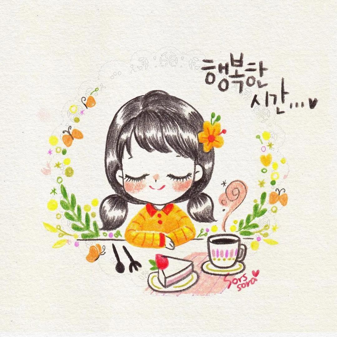 彩铅绘画7-15岁简笔画可爱又简单,可爱彩铅简笔画简单的少女