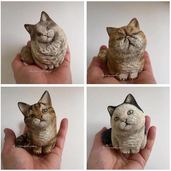日本艺术家木雕猫,日本木雕艺术家猫
