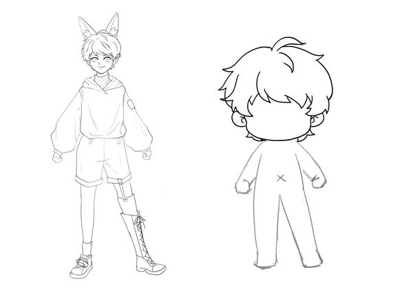 橙色动漫q版人物萌图马克笔手绘,画十二星座动漫人物q版超萌女孩