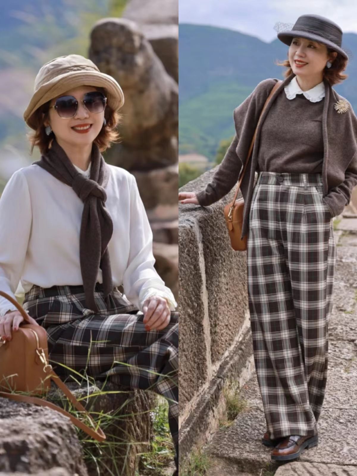 老年人60-70岁洋气帽子春秋款,冬季适合四十岁穿的减龄洋气套装