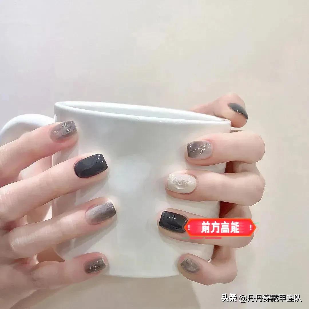 短款猫眼美甲显白黄黑皮图片,胖手显白美甲夏季黄黑皮短甲