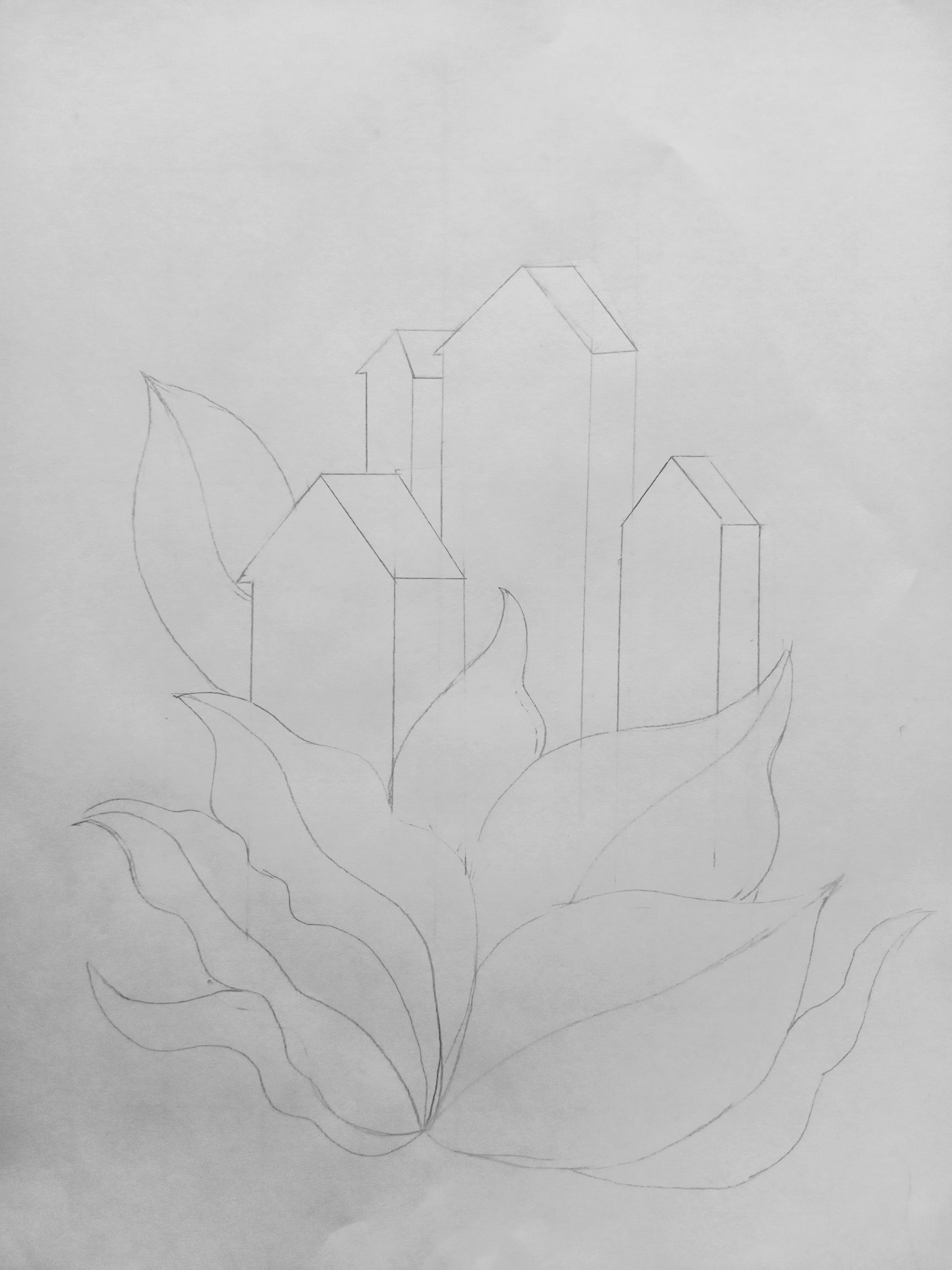 简笔画小楼的画法,朝露繁花简单绘画过程