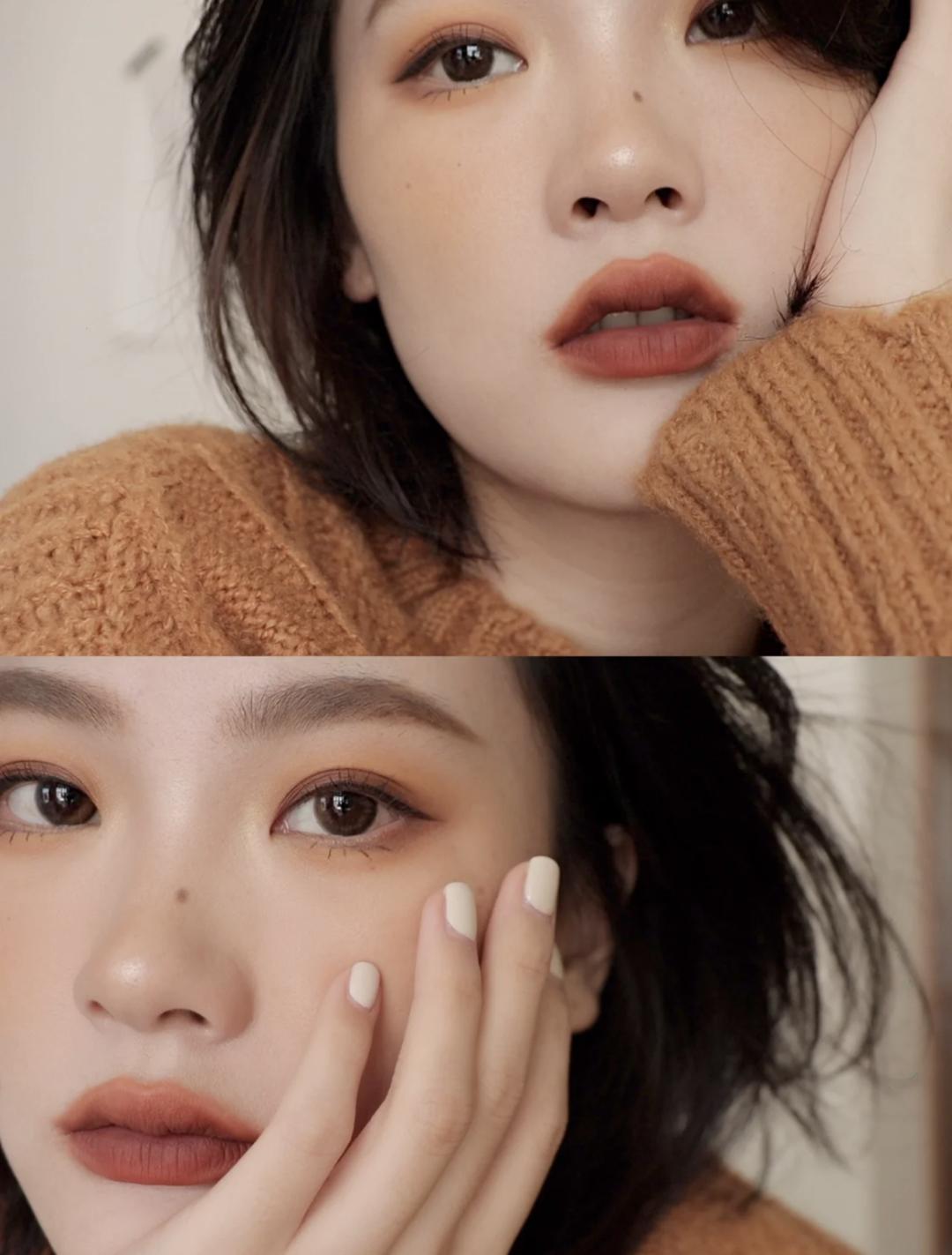 初秋氛围感枫糖棕色系妆容,秋冬焦糖暖栗妆