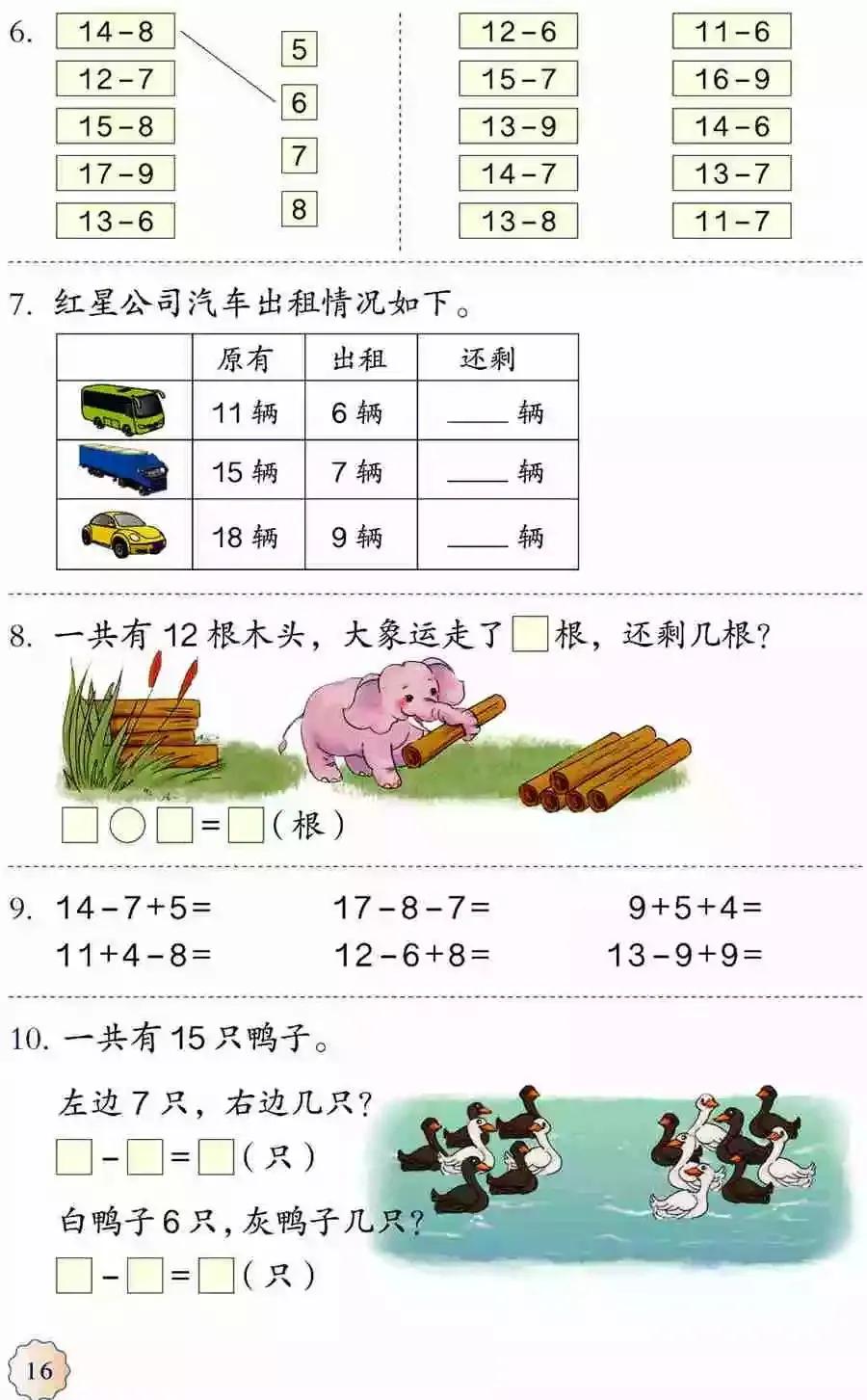 人教版小学数学(一年级下册)课本电子版寒假预习,快收藏