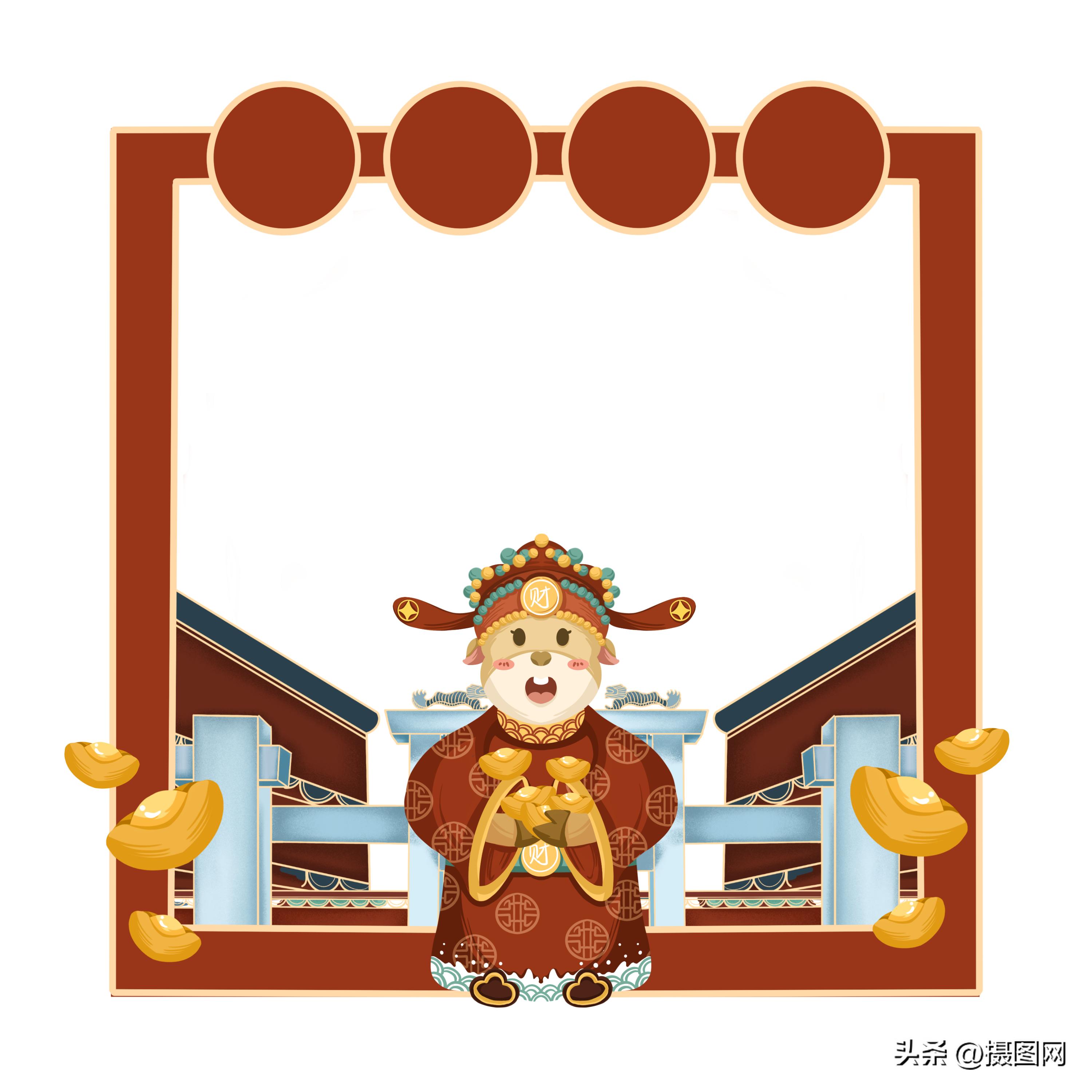 金色中国风边框素材免抠图图文,中国风透明动态免抠边框素材图片