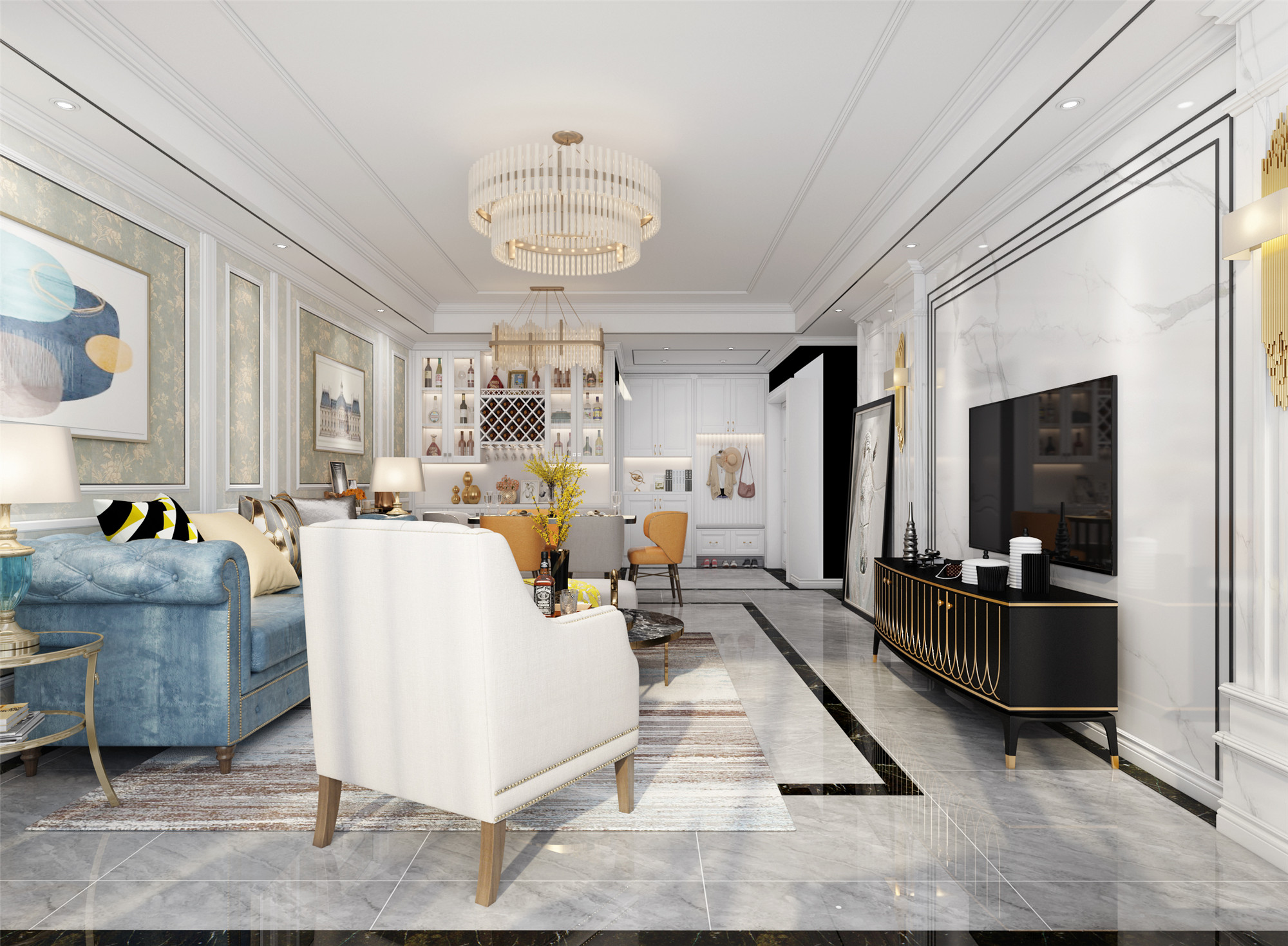 30款客厅吊顶图片,简装吊顶客厅效果图