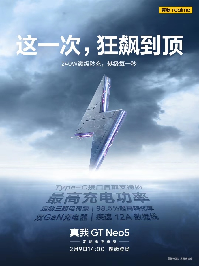 真我gtneo5正式发布支持240w闪充,真我gtneo5将搭载240w快充