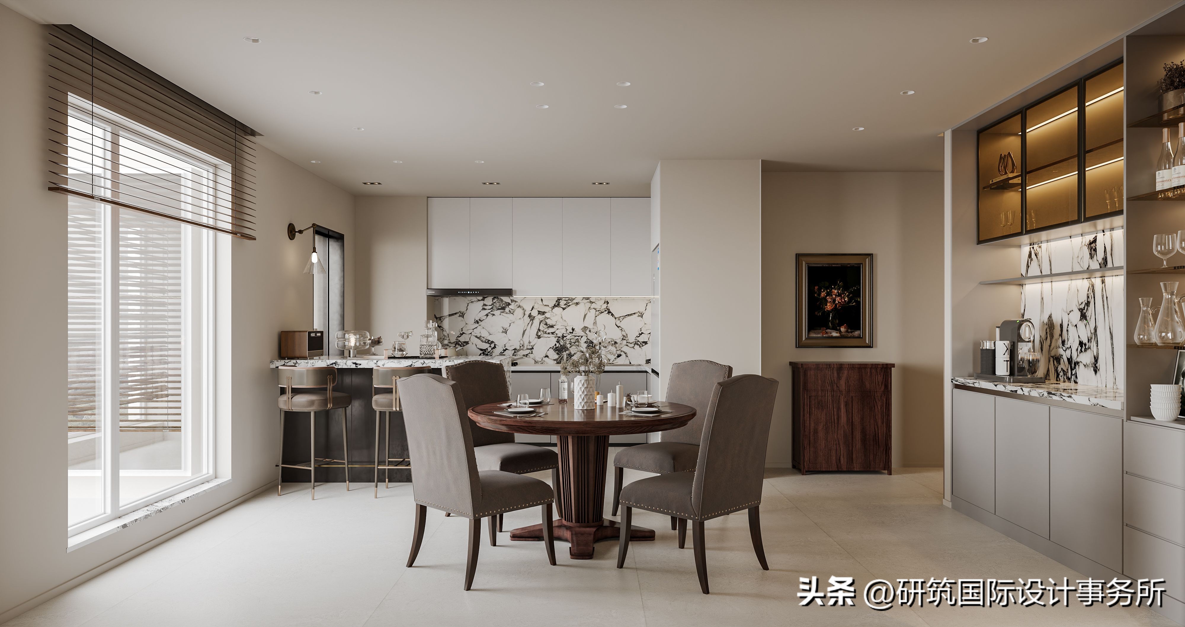 180平中式混搭,经典美式风格家具搭配墙面效果图