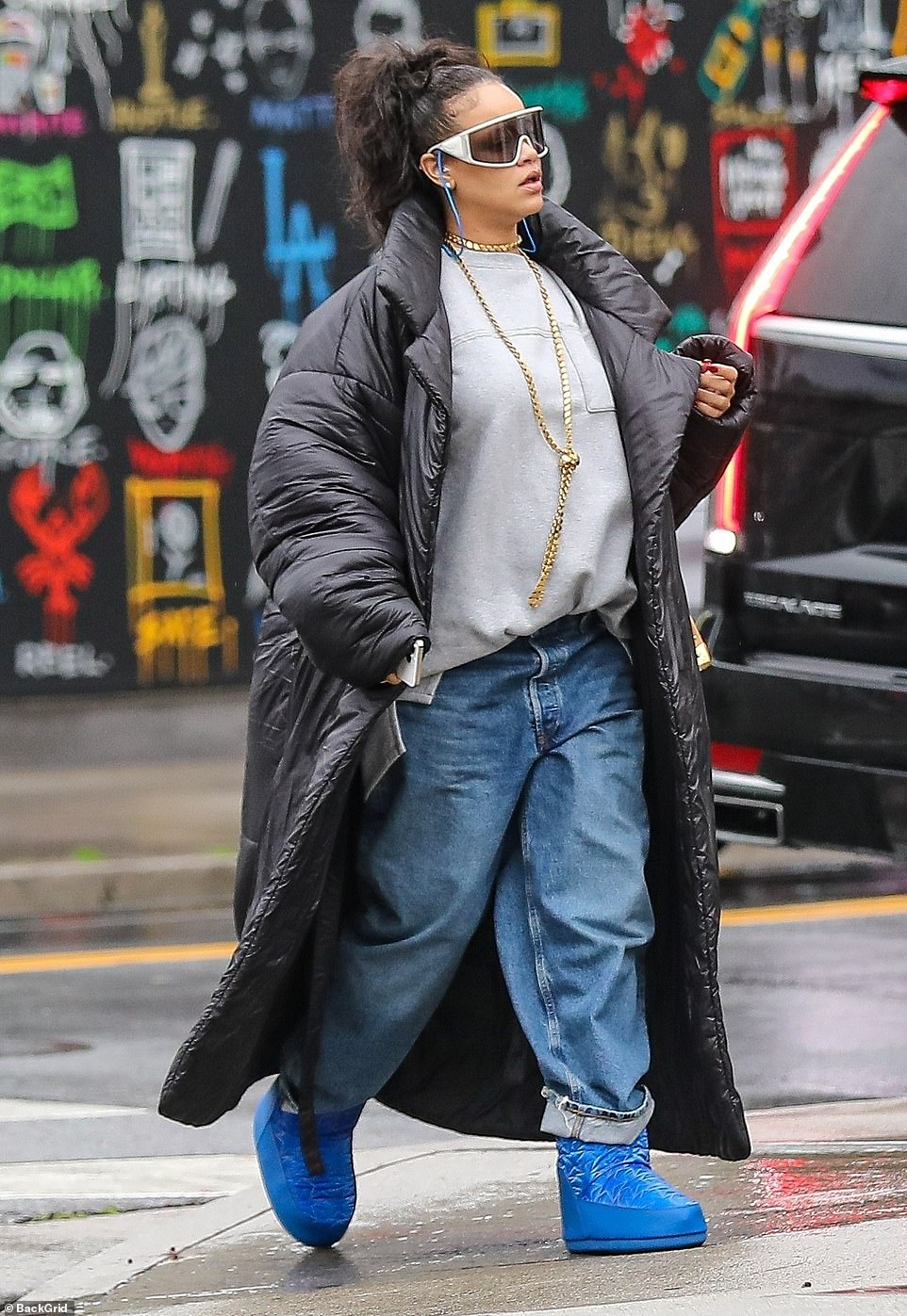 蕾哈娜挺孕肚现身奥斯卡红毯 (蕾哈娜孕肚新照)