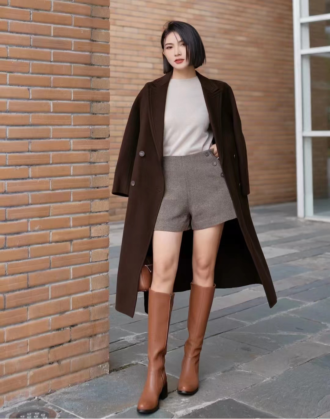 大衣搭长靴知性十足,大衣配阔腿裤让你气场翻倍