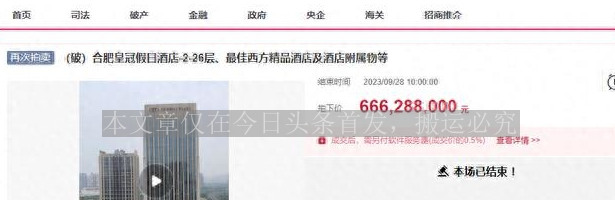 合肥有多少酒店被拍卖,合肥两家酒店将整体拍卖