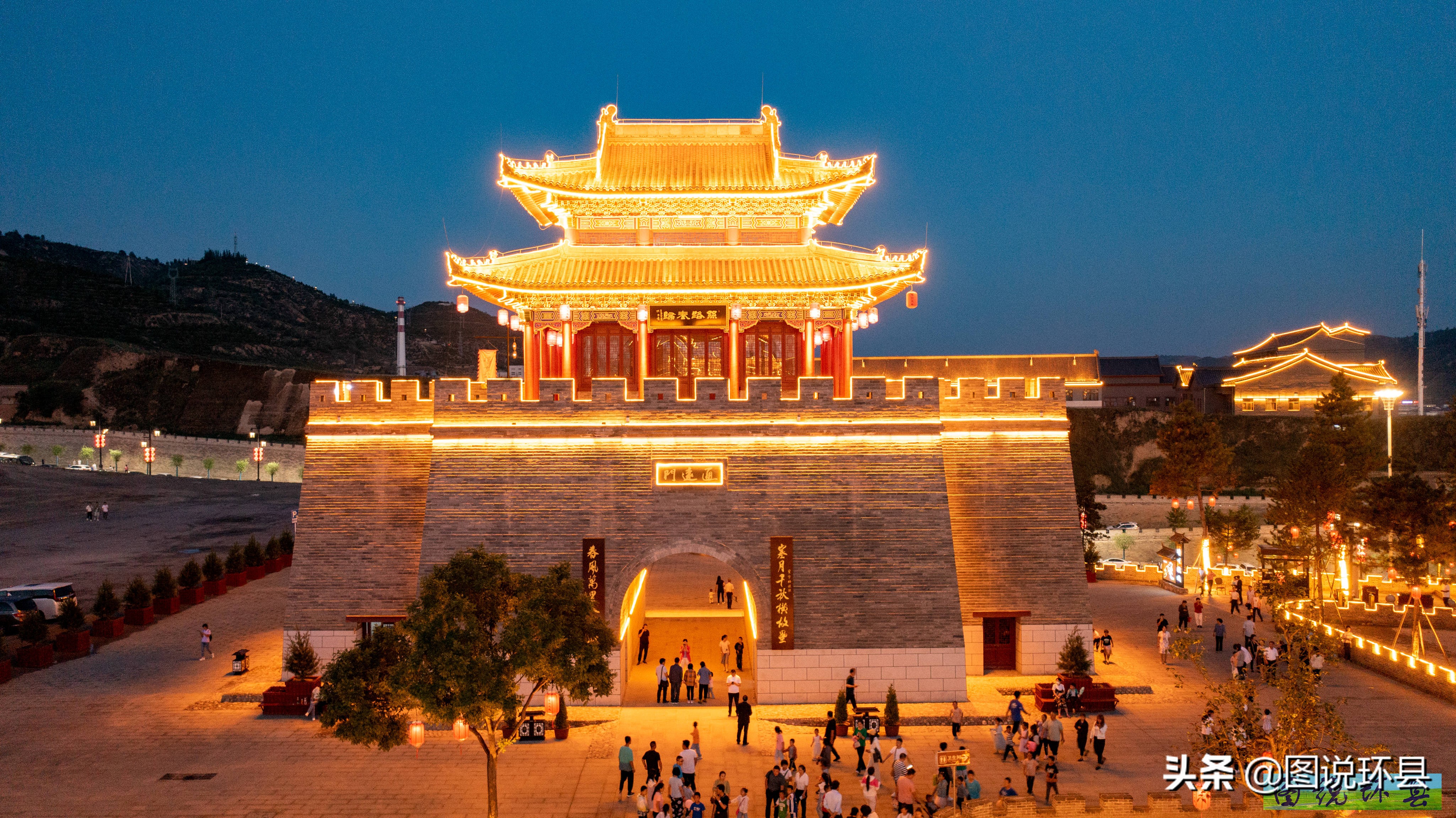 甘肃环县县城全貌航拍,甘肃环县夜景