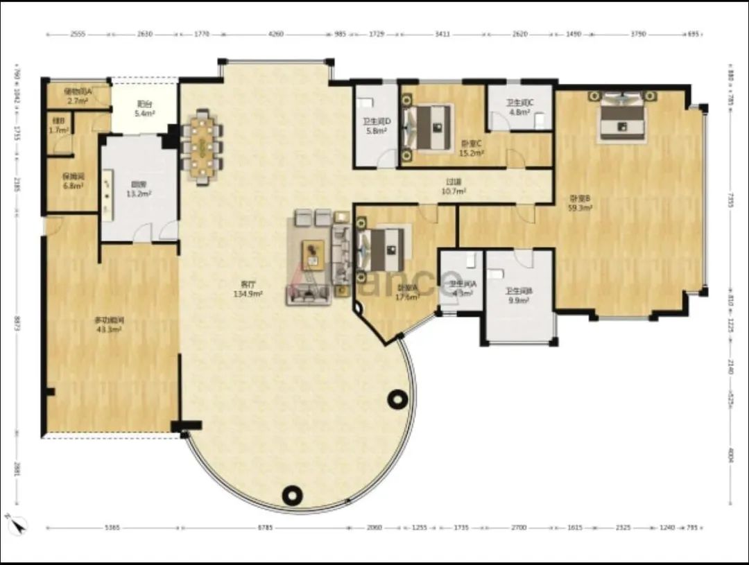 珠江新城博雅首府,博雅首府中区300平大平层