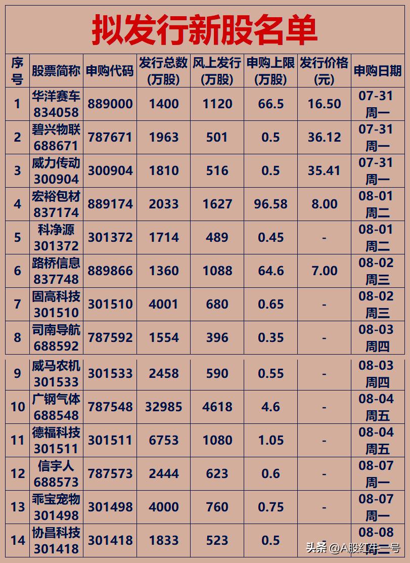 天呀，新股发行火箭速度来了，将有14只新股待发行