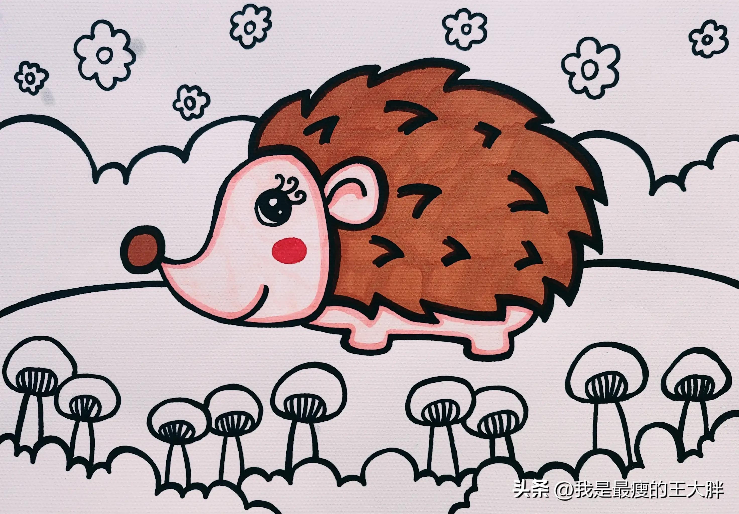 儿童画小刺猬的画法,小刺猬儿童画简笔画