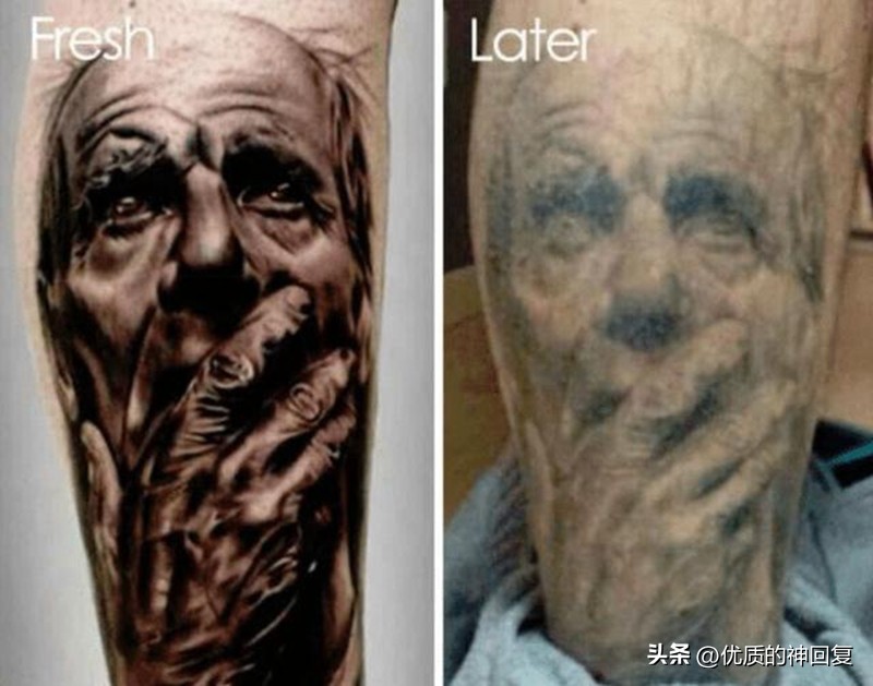 年轻时纹身老了变什么样,人老了纹身是啥样