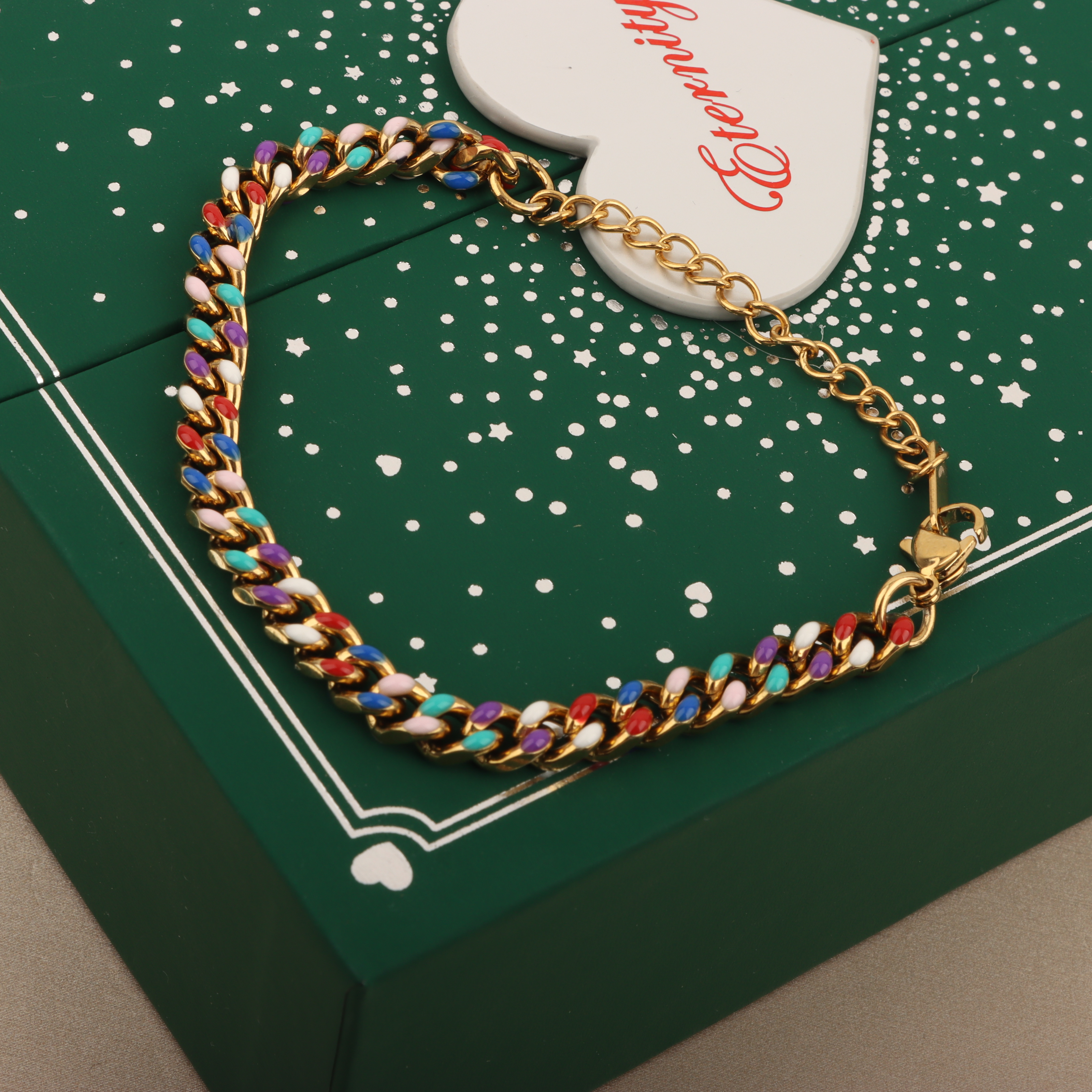 七彩手链木质,七彩锆石手链