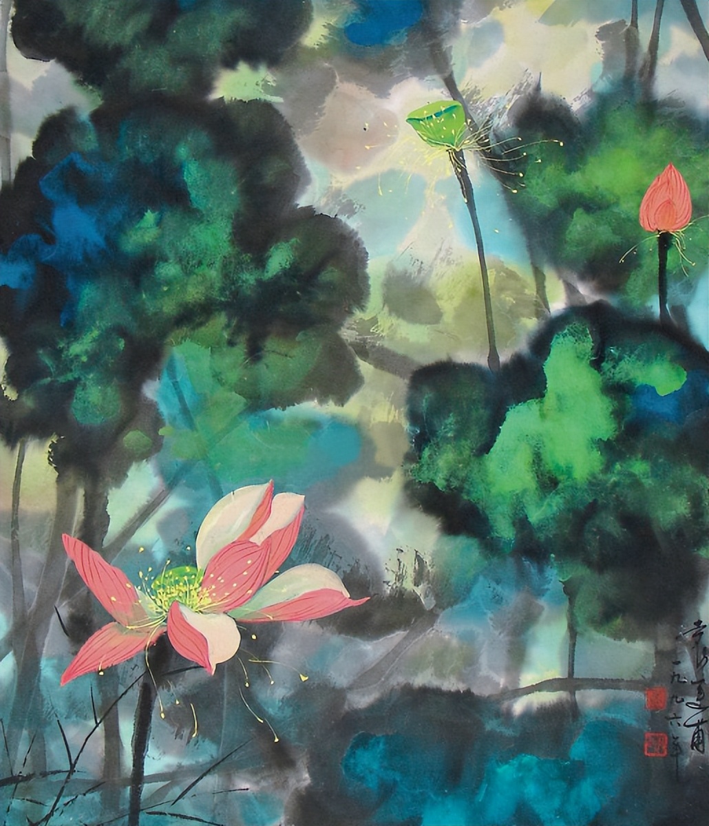 袁运甫彩墨画图片,袁运甫彩墨画荷花系列作品欣赏