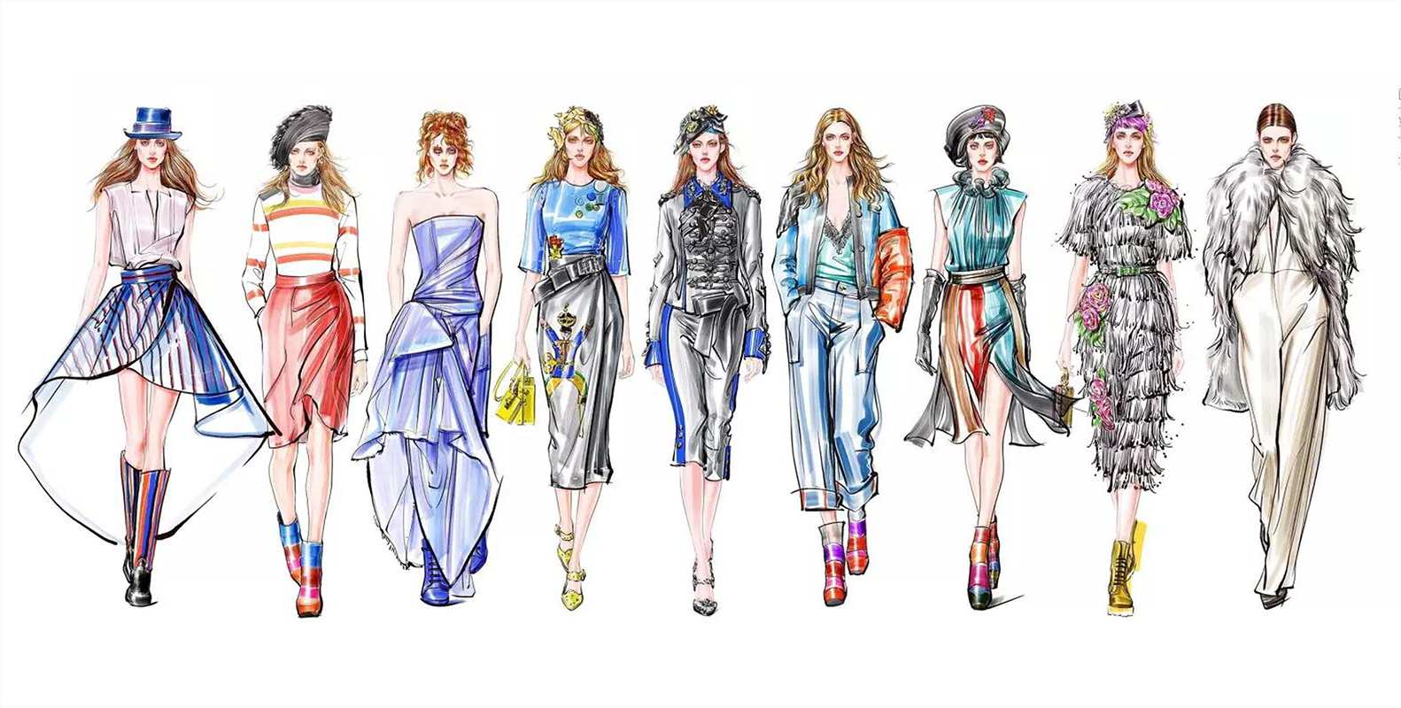 二次元服装绘画,二次元少女绘画教程动漫可爱