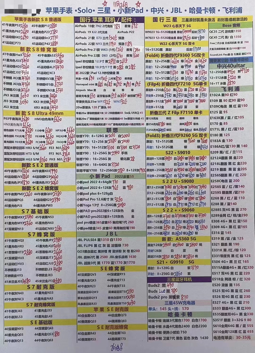 华强北11月苹果二手手机报价,2020年11月11日华强北手机报价