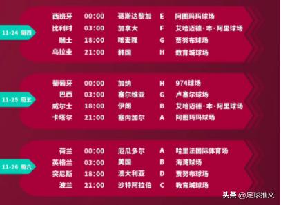 卡塔尔世界杯观赛指南,2022年卡塔尔世界杯观赛日历