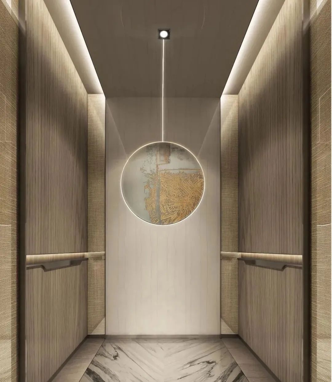 这就是5星级酒店，必须用大理石装修电梯的原因