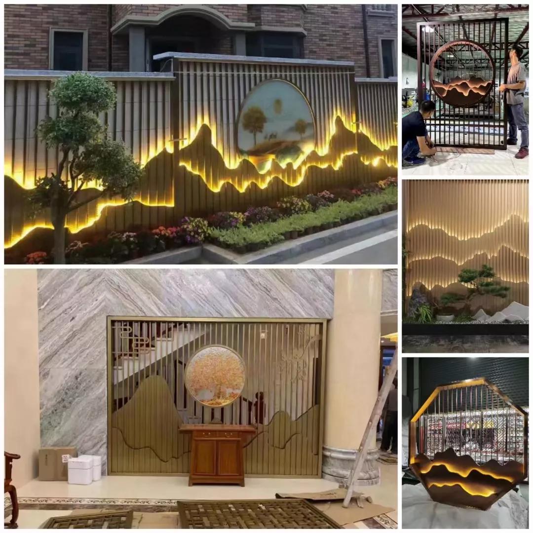 铝格栅庭院,铝合金格栅屏风庭院