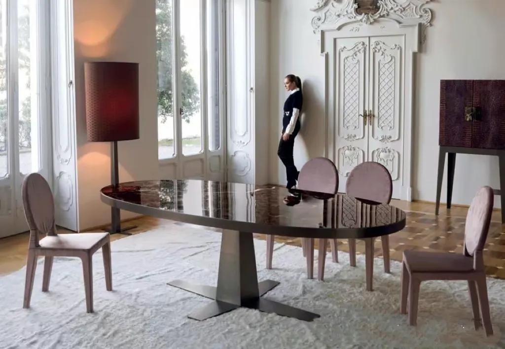 大理石餐桌现代简约家用小户型,豪宅都用天然大理石餐桌