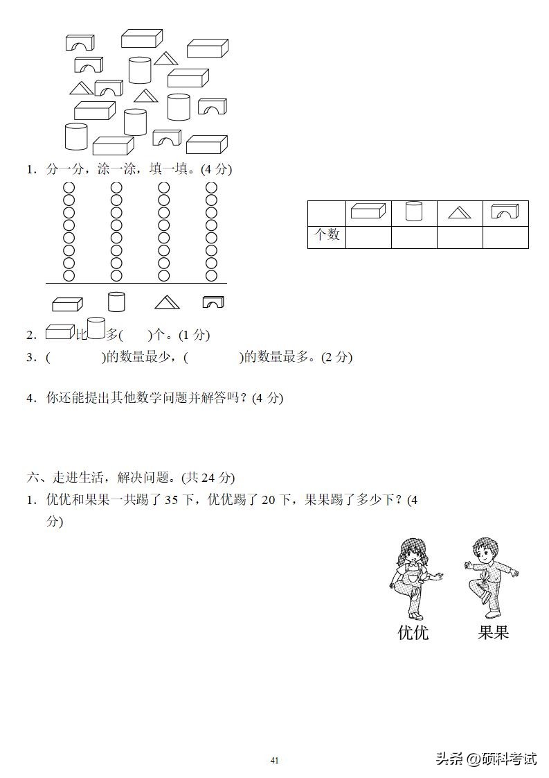 人教版一年级下册数学期末试卷,一年级数学下册期末总复习带答案