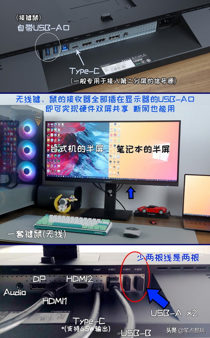双PC干货教程:带鱼屏一键分屏,单双屏键鼠共享,附视频实操