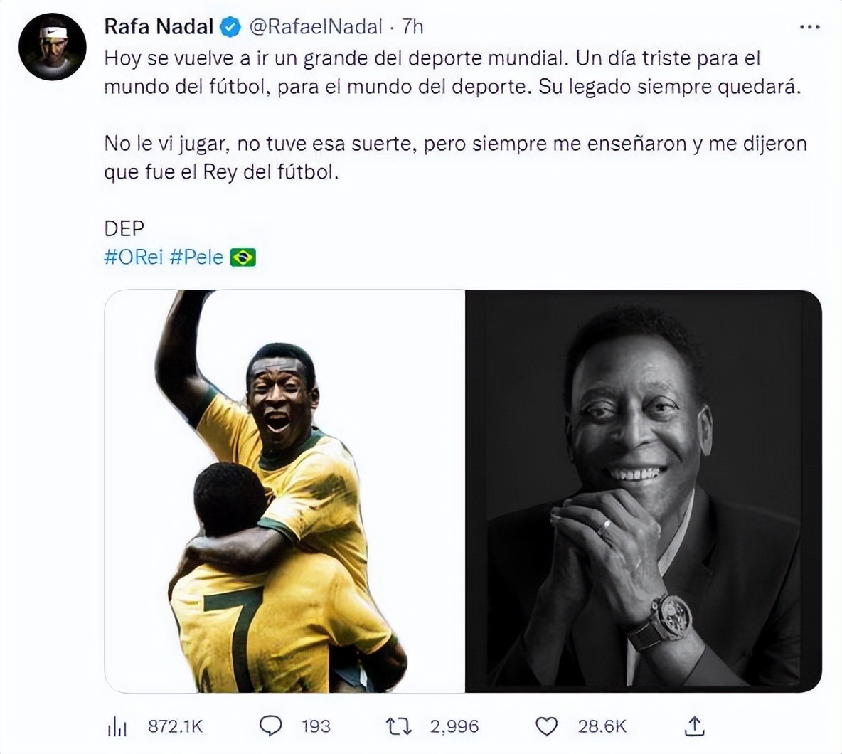 众明星悼念贝利,多名球星悼念贝利